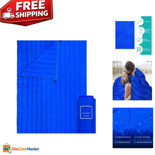 Blue puffy travel blanket - puffy,